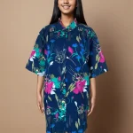Elegant Floral-Pattern Oversized Shirt